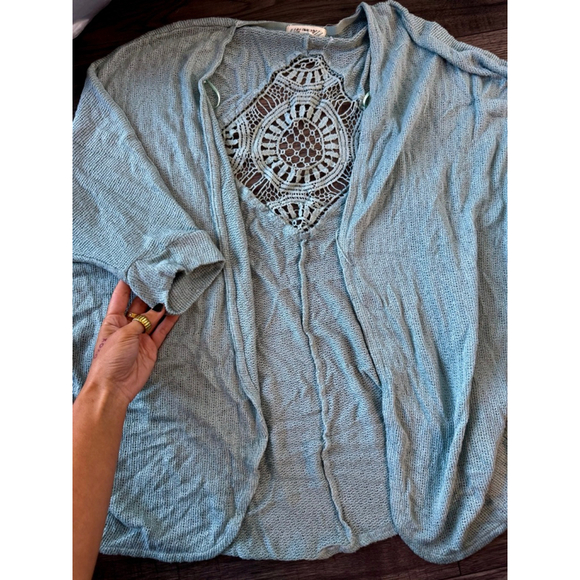 Pink Rose Large Boho Blue Cardigan - Picture 5 of 5